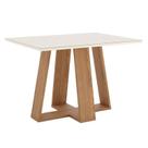 Mesa de Jantar Lins 120 cm Canto Reto com Vidro Nature Off White Henn
