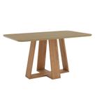 Mesa de Jantar Lins 160 cm Canto Arredondado com Vidro Nature Henn