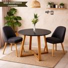 Mesa de Jantar Livia 90cm Base Madeira Maciça - Preta