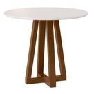 Mesa de Jantar Livia Piccola Redonda 90cm Tampo Laqueado, Madeira de Reflorestamento, MDF 18mm Ambar/Off Sonetto