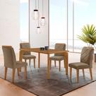 Mesa de Jantar Liz 120cm MDF Canto copo e com 4 Cadeiras Melissa