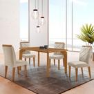 Mesa de Jantar Liz 120cm MDF Canto copo e com 4 Cadeiras Melissa