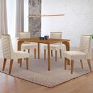 Mesa de Jantar Liz 120cm MDF Canto copo e com 4 Cadeiras Safira