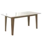 Mesa de Jantar Liz 160cm com Vidro Carvalho/Off White - Poliman