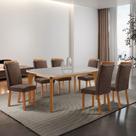 Mesa de Jantar Liz 180cm Tampo MDF Vidro Canto Copo com 6 Cadeiras Aline Mesa de Jantar Liz 180cm Tampo MDF Vidro Canto Copo com 6 Cadeiras Aline