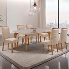 Mesa de Jantar Liz 6 Lugares Retangular Vidro 180CM Off White Moderna