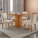 Mesa De Jantar Loren 90cm Mdf 4 Cad Melissa Moderna Mobilia Veludo Creme/naturale Laminado