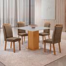 Mesa De Jantar Loren 90cm Tampo MDF Canto Reto com 4 Cadeiras Lorena