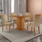 Mesa de Jantar Loren 90cm Tampo MDF Canto Reto e 4 Cadeiras Melissa Moderna Mobília
