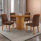 Mesa de Jantar Loren 90cm Tampo MDF Canto Reto e 4 Cadeiras Melissa Moderna Mobília