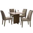 Mesa de Jantar Los Angeles 120x80cm com 4 Cadeiras Minas Plac Cor Canela Off White com Tecido Bege