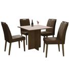 Mesa de Jantar Los Angeles 120x80cm com 4 Cadeiras Minas Plac Cor Canela Off White com Tecido Marrom