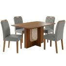 Mesa de Jantar Louise e Paola 4 Lugares Tampo MDF Grafite 130x80cm Milani Movelaria Mesa de Jantar Louise e Paola 4 Lugares Tampo MDF Grafite 130x80cm Milani Movelaria