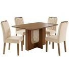 Mesa de Jantar Louise MDF Com 4 Cadeiras Estofadas Suede MOLCI