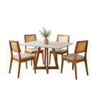 Mesa de Jantar Luna 120x90 com 4 Cadeiras Alice Tela Rattan Mesa de Jantar Luna 120x90 com 4 Cadeiras Alice Tela Rattan