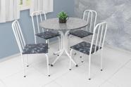 MESA DE JANTAR M-CO Com 4 CADEIRAS tampo GRANITO 90cm verdadeiro redonda em AÇO BRANCA Floral Preto POP