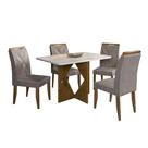 Mesa de Jantar Madrid 90x90cm com 4 Cadeiras Califórnia Minas Plac Cor Cinamomo Off White