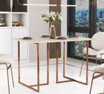 Mesa de Jantar Mali MDF Off White Com Pés de Ferro Estilo Industrial Cobre Elegante 120x80cm