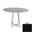 Mesa de Jantar MH-5299 Herval Redonda 110 cm Madeira Laca Fosca Preta Vidro Preto Base Preta