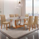 Mesa de Jantar Milena 180cm Tampo MDF Vidro Canto copo com 6 Cadeiras Yasmin