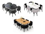 Mesa De Jantar Minimalista Com 6 Cadeiras Compacta 145cm