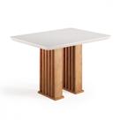 Mesa de Jantar Munique 120x90cm Mel Blonde com Off White Viero