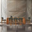 Mesa De Jantar Nala 220cm Madeira Tampo Laminado 8 Cadeira Nala Jade Imbuia Natural