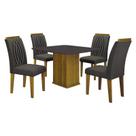 Mesa de Jantar Napoli 90x90 Freijó Decor Chumbo com 4 Cadeiras Doha MDF Freijó Joli Chumbo Leifer Móveis Mesa de Jantar Napoli 90x90 Freijó Decor Chumbo com 4 Cadeiras Doha MDF Freijó Joli Chumbo Leifer Móveis