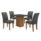 Mesa de Jantar Napoli 90x90 Freijó Decor Chumbo com 4 Cadeiras MDF Freijó Joli Chumbo Leifer Móveis Mesa de Jantar Napoli 90x90 Freijó Decor Chumbo com 4 Cadeiras MDF Freijó Joli Chumbo Leifer Móveis