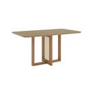 Mesa de Jantar Natalí 04 Lugares Canto Arredondado com Vidro SC157 Nature - Henn