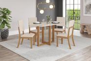 Mesa de Jantar Natali 120 C. Vidro 4 Cad. Milla Linho - Henn Mesa de Jantar Natali 120 C. Vidro 4 Cad. Milla Linho - Henn