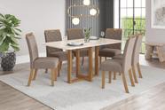 Mesa de Jantar Natali 160 C. Vidro 6 Cad. Bella Amendoa - Henn Mesa de Jantar Natali 160 C. Vidro 6 Cad. Bella Amendoa - Henn