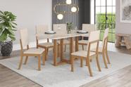 Mesa de Jantar Natali 160 C. Vidro 6 Cad. Milla Linho - Henn