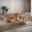 Mesa De Jantar Noronha 220cm Madeira Tampo Barril 8 Cadeiras Eva Luna / Imbuia Nat. Mesa De Jantar Noronha 220cm Madeira Tampo Barril 8 Cadeiras Eva Luna / Imbuia Nat.