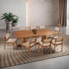 Mesa De Jantar Noronha 220cm Madeira Tampo Barril 8 Cadeiras Eva Milano / Imbuia Nat. Mesa De Jantar Noronha 220cm Madeira Tampo Barril 8 Cadeiras Eva Milano / Imbuia Nat.