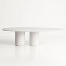 Mesa de Jantar Oásis Orgânica Cilíndrica Laca Branca 160x90 cm