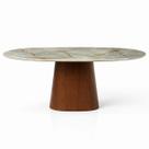 Mesa de Jantar Oblongo 137x90 cm Base Nogueira Tampo Mármore Blue Deep