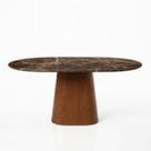 Mesa de Jantar Oblongo 137x90 cm Base Nogueira Tampo Mármore Marrom Imperial Mesa de Jantar Oblongo 137x90 cm Base Nogueira Tampo Mármore Marrom Imperial