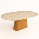 Mesa de Jantar Oblongo 137x90 cm Freijó Tampo Mármore Travertino