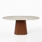 Mesa de Jantar Oblongo 137x90 cm Nogueira Tampo Quartzito Taj Mahal