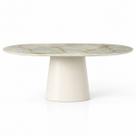 Mesa de Jantar Oblongo 244x137 cm Base Laca Off White &amp Mármore Blue Deep