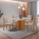 Mesa de Jantar Olímpia 120 cm Tampo MDF Vidro Canto Copo com 4 Cadeiras Carolina Moderna Mobília Mesa de Jantar Olímpia 120 cm Tampo MDF Vidro Canto Copo com 4 Cadeiras Carolina Moderna Mobília