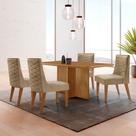 Mesa de Jantar Olímpia 120cm MDF Canto copo e com 4 Cadeiras Safira
