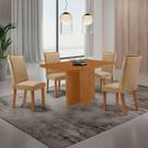 Mesa de Jantar Olimpia 120cm Tampo MDF Canto copo Laminado com 4 Cadeiras Lira