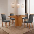Mesa de Jantar Olimpia 120cm Tampo MDF Laminado Canto Copo com 4 Cadeiras Aline