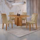 Mesa de Jantar Olímpia 90cm MDF Canto copo e com 4 Cadeiras Melissa
