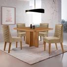 Mesa de Jantar Olímpia 90cm MDF Canto copo e com 4 Cadeiras Safira Mesa de Jantar Olímpia 90cm MDF Canto copo e com 4 Cadeiras Safira