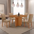 Mesa de Jantar Olímpia 90cm Tampo MDF Laminado Canto Copo com 4 Cadeiras Lisa Mesa de Jantar Olímpia 90cm Tampo MDF Laminado Canto Copo com 4 Cadeiras Lisa