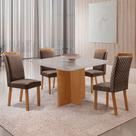 Mesa de Jantar Olimpia 90cm Tampo MDF Vidro Canto Copo com 4 Cadeiras Lorena
