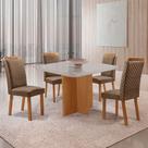 Mesa de Jantar Olimpia 90cm Tampo MDF Vidro Canto Copo com 4 Cadeiras Lorena